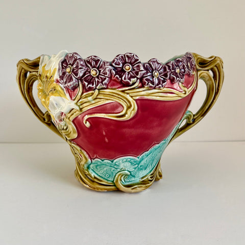 Colorful Frie Onnaing French Majolica Jardinière Planter C. 1900