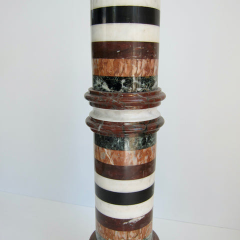 Mid 20th Century Italian Mable Specimen Pedestal Mixed Stone Column