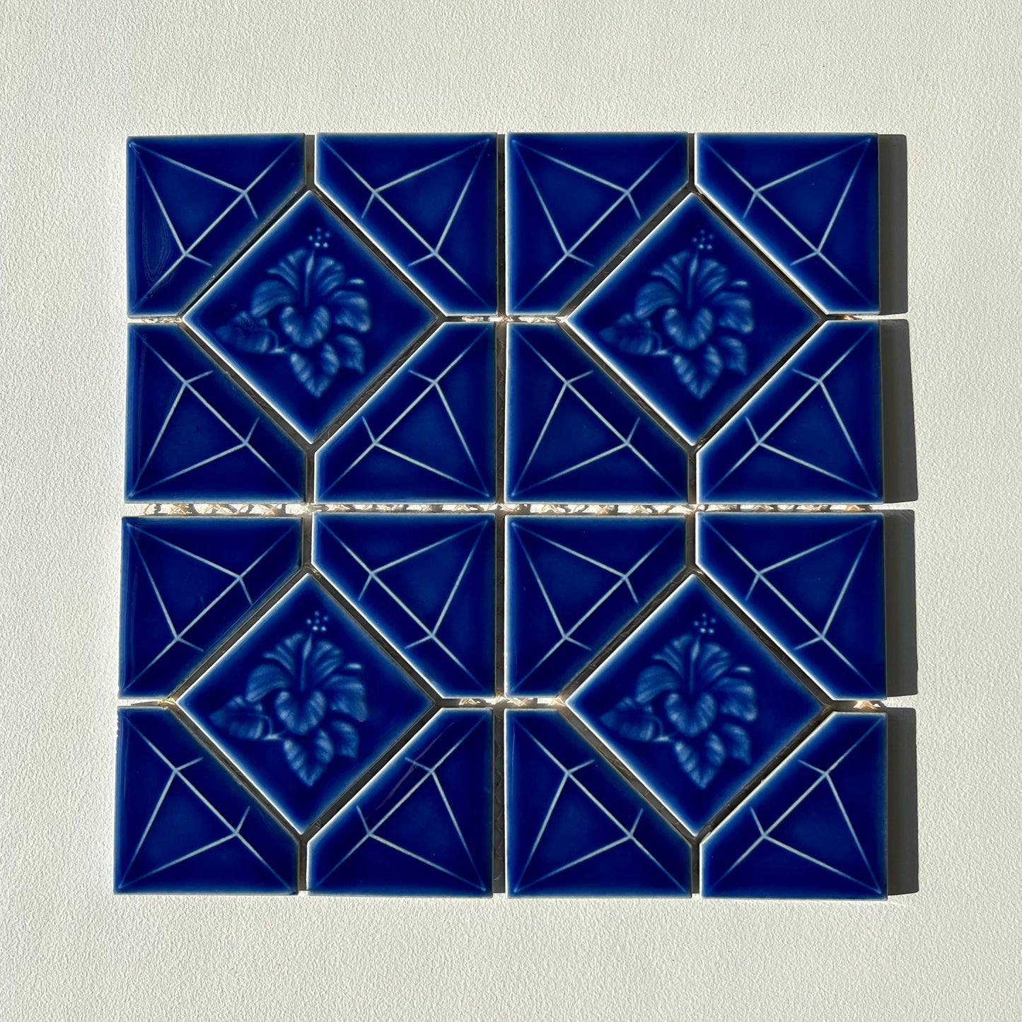 Bright Blue 1980s Hibiscus Pattern Wall Tile, 19 Sq Ft Lot - 19 Piece Set, 38 Sq Ft Available