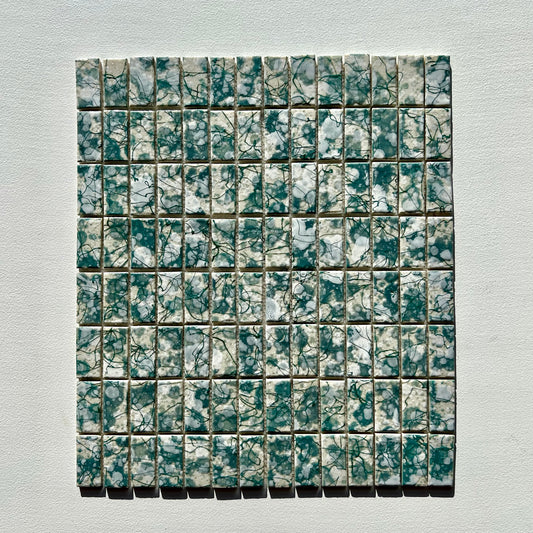 1950s Seafoam Drip Painting Splatter Style Wall Tile, 15 Sq Ft Lot - 16 Piece Set, 45 Sq Ft Available