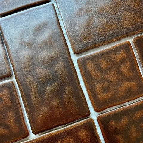 Vintage Japanese 1970s Brown Gold Floor Tile, 16 Sq Ft Lot - 12 Piece Set, 112 Sq Ft Available