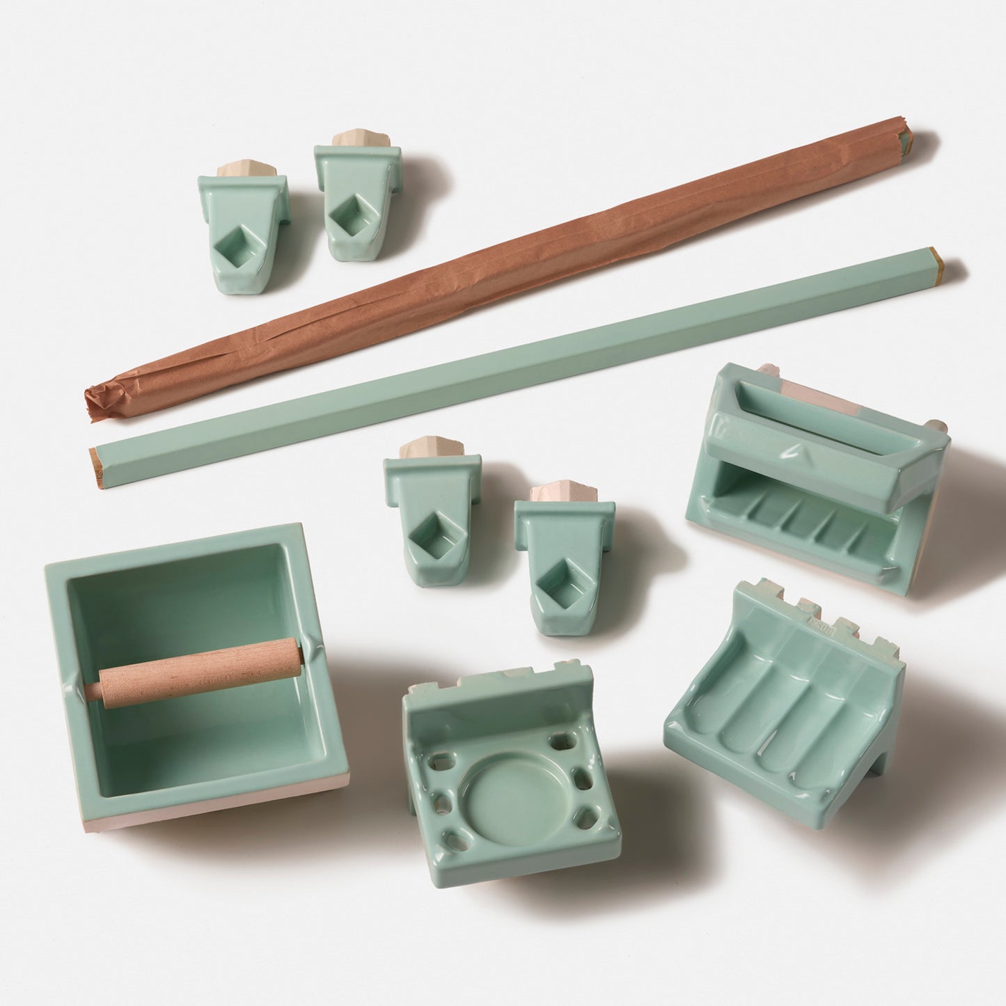 Classic 1950s Light Green Bathroom Accessories Full Set