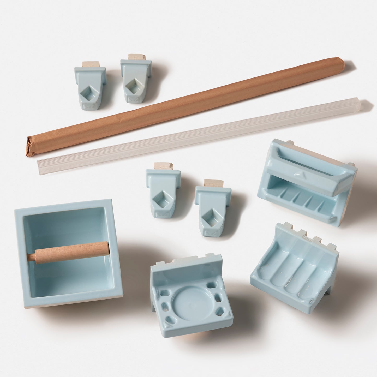 Classic 1950s Light Blue Bathroom Accessories Full Set