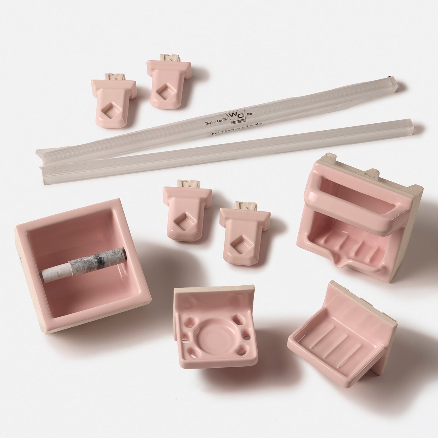 Classic 1950s Pink Bathroom Accessories Full Set