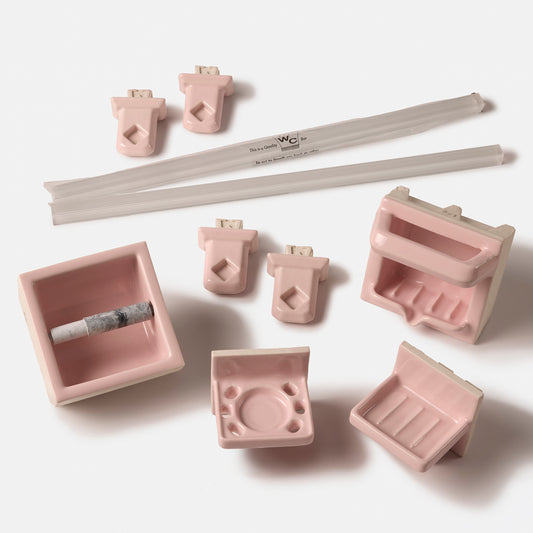 Classic 1950s Pink Bathroom Accessories Full Set