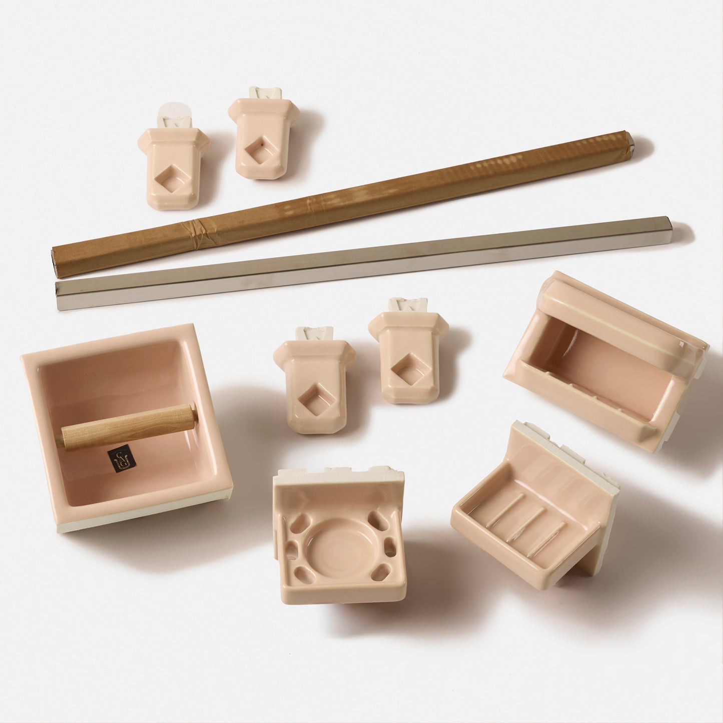 Classic 1950s Desert Tan Bathroom Accessories Full Set