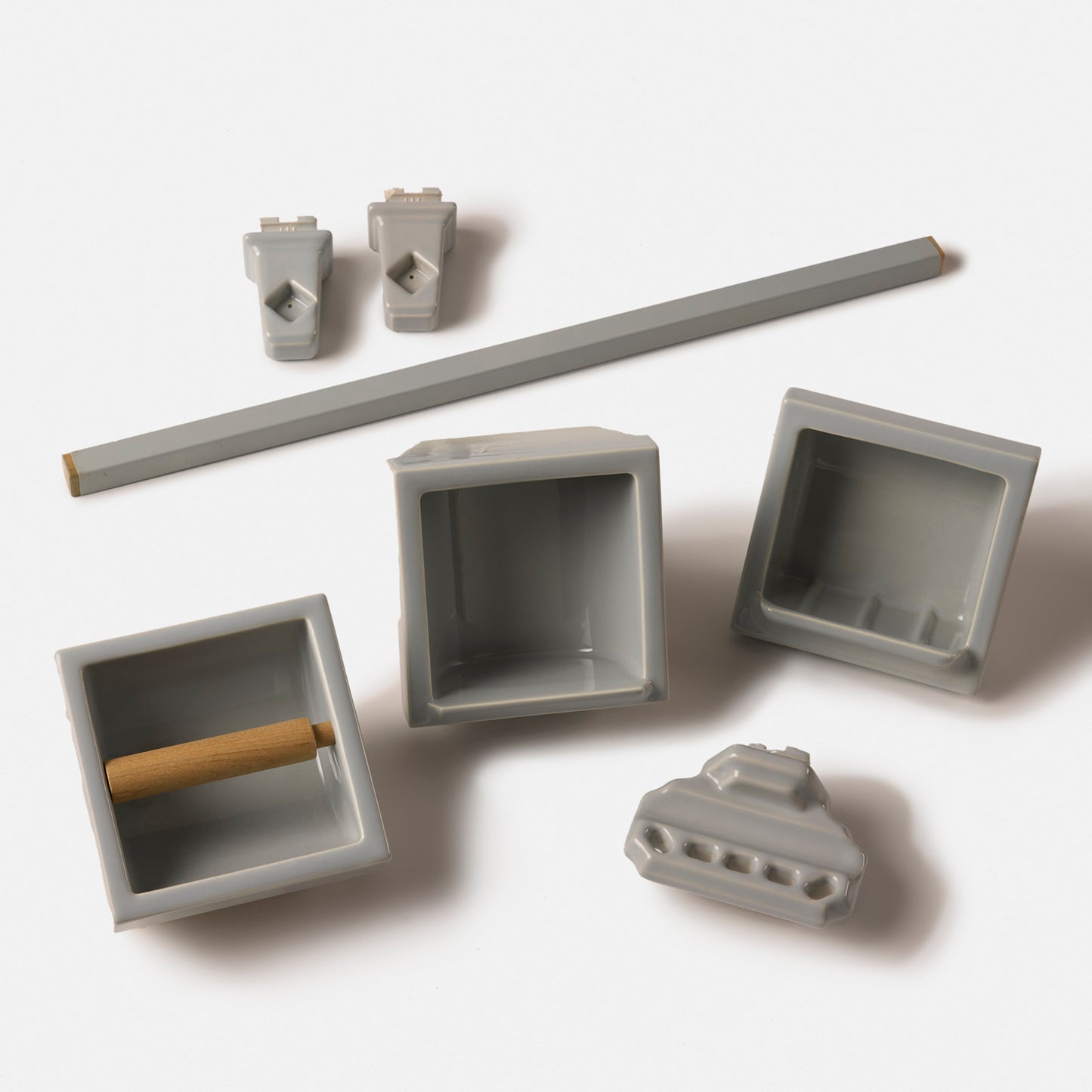 Classic 1950s 385A Gray Bathroom Accessories Full Set