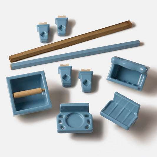 Classic 1950s 307 Blue Bathroom Accessories Full Set
