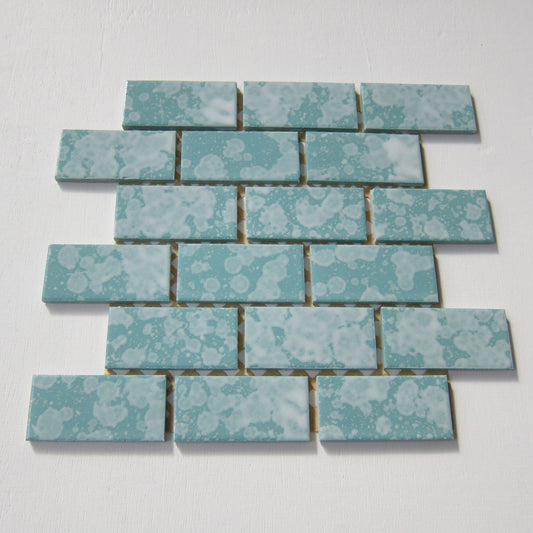 Vintage Japanese 1970s Aqua Bubble Wall Tile, 19 Sq Ft Lot - 20 Piece Set, 38 Sq Ft Available