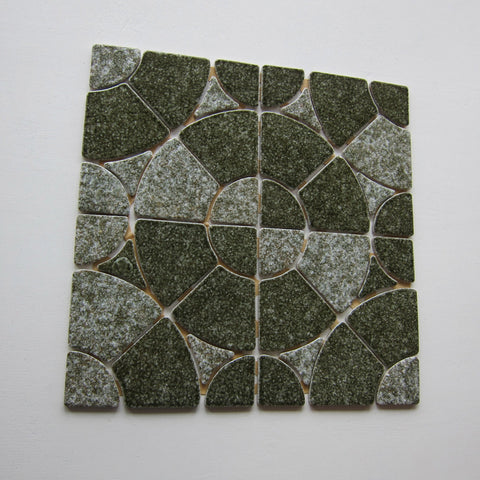 Vintage Japanese 1970s Green Ceramic Floor or Wall Tile, 26 Sq Ft Lot - Set of 19, 52 Sq Ft Available