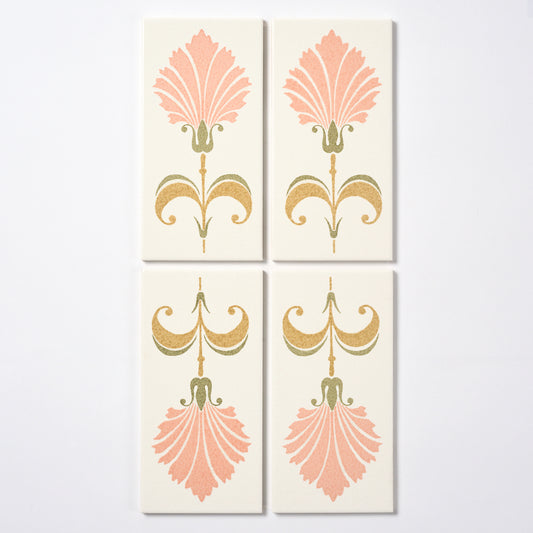 1970s Vintage Italian Floral Wall Tile, 11 Sq Ft Lot - 50 Piece Set, 275 Sq Ft Available