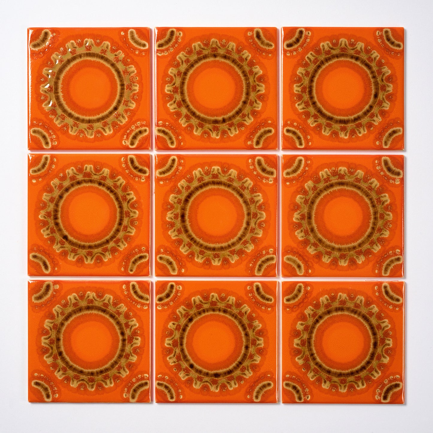 Orange Fat Lava Villeroy & Boch 1970s Wall Tile, 12.5 Sq Ft Lot - 100 Piece Set, 75 Sq Ft Available