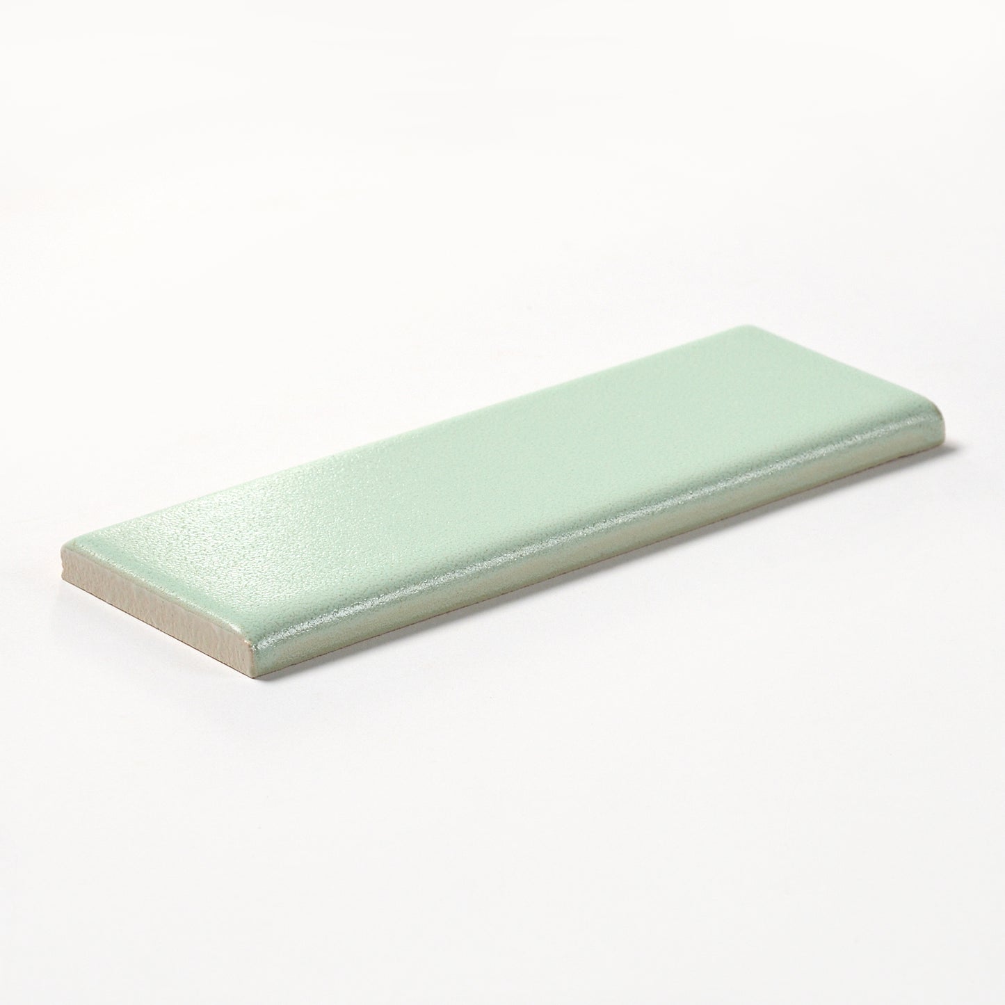 1950s Vintage ROMANY Ice Green Bullnose Tile, 225 Linear Ft Available - 25 Linear Ft Per Box