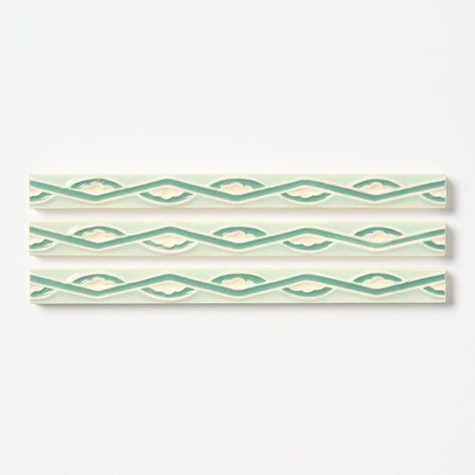 1920s The Mosaic Tile Company Green & Yellow Trim Tile