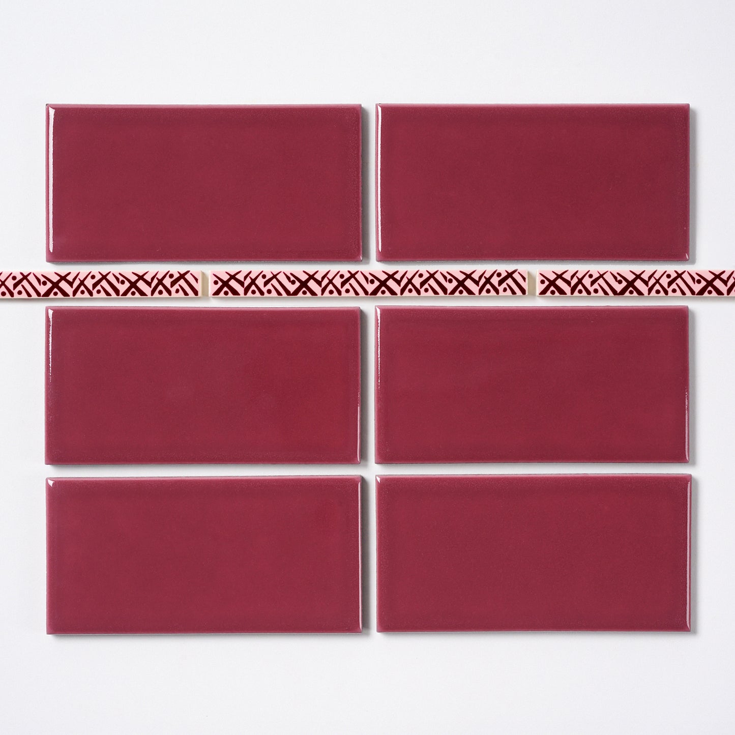 1920s Suntile Red Trim Tile, 21 Pc Set - 10.5 Linear Feet Total