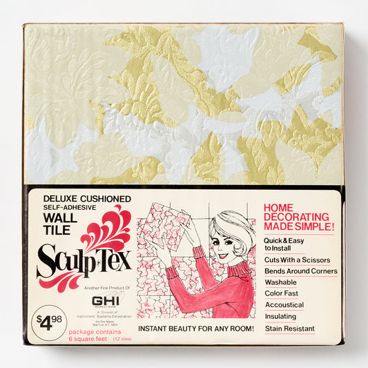 Vintage 1960s SculptTex Adhesive Fabric Wall Tile, 48 Sq Ft Available