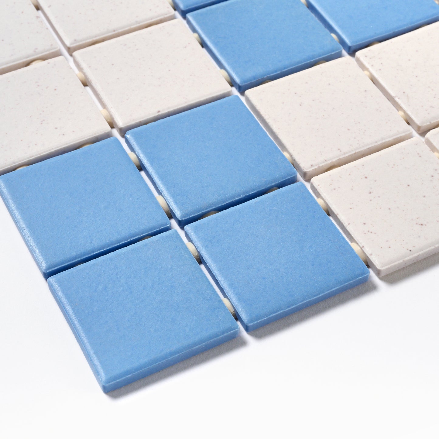 1990s Daltile White Spice/ Blue Checkerboard Floor Tile, 220 Sq Ft Available - 20 Sq Ft Per Box