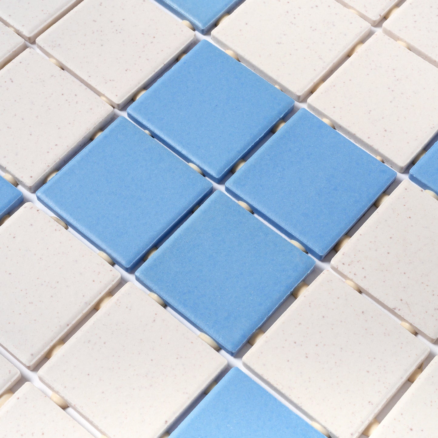 1990s Daltile White Spice/ Blue Checkerboard Floor Tile, 220 Sq Ft Available - 20 Sq Ft Per Box