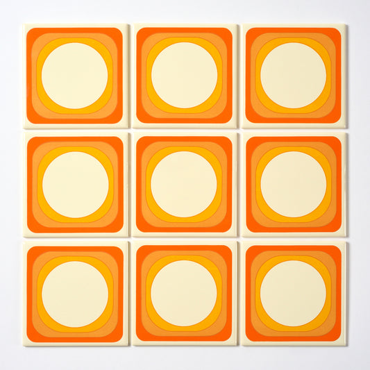 MCM Orange Concentric Circle Villeroy & Boch 1970s Wall Tile