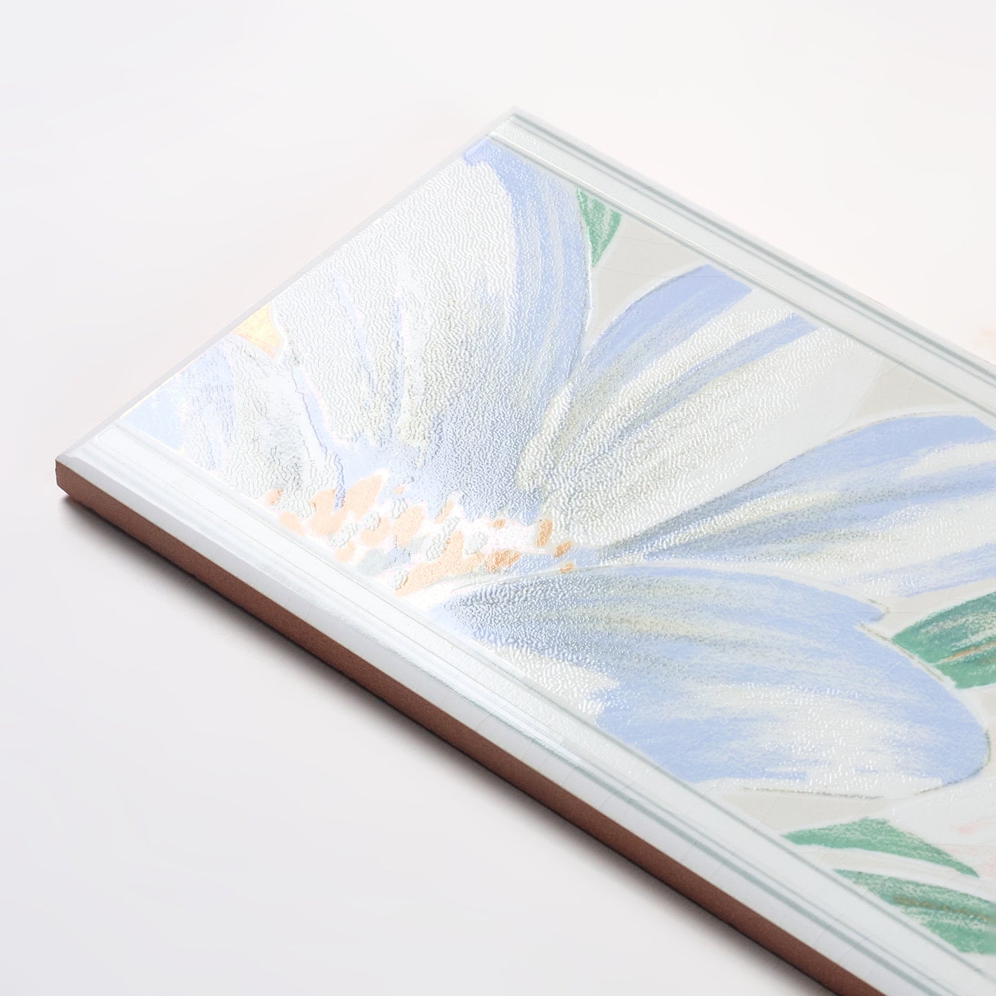 Vintage 1980s Italian Listello Floral Wall Tile, 50 Boxes Available - 6 Pieces Per Box