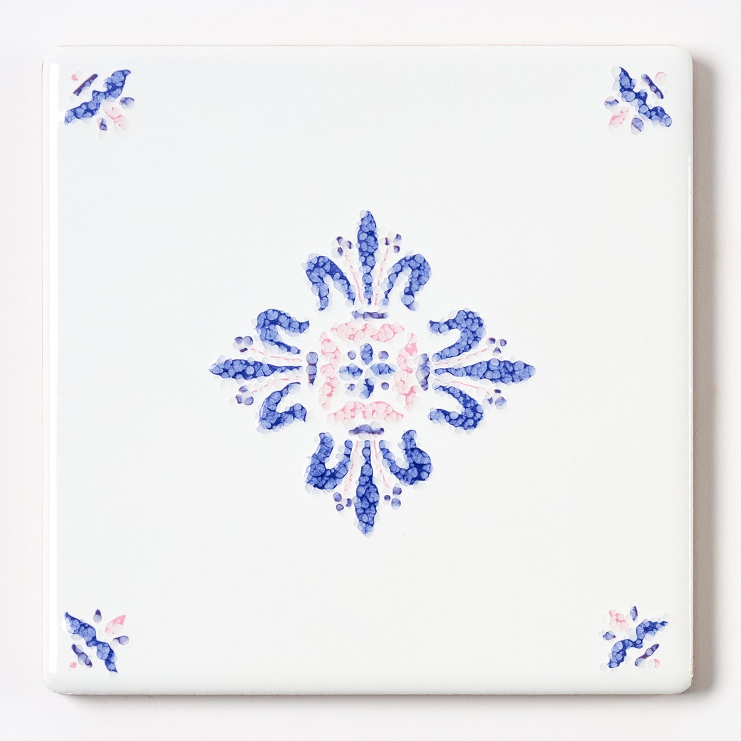 1980s Vintage Italian Blue Floral Wall Tile, 97.5 Sq Ft Available - 7.5 Sq Ft Per Box
