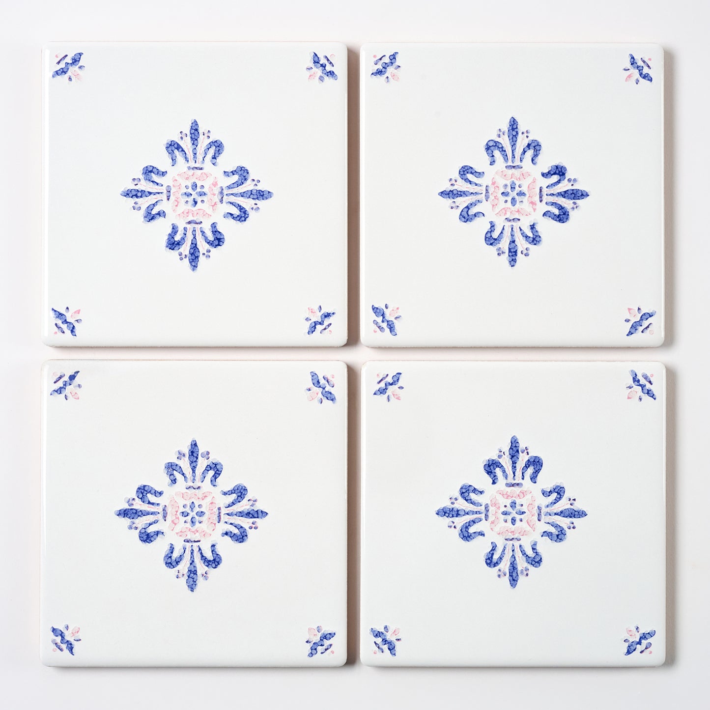 1980s Vintage Italian Blue Floral Wall Tile, 97.5 Sq Ft Available - 7.5 Sq Ft Per Box
