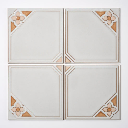 1980s "Salmon Tuscan" Italian Floral Floor Tile, 684 Sq Ft Available - 18 Sq Ft Per Box