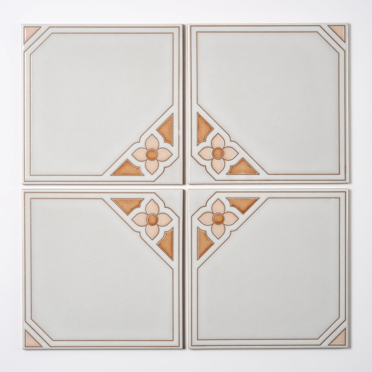 1980s "Salmon Tuscan" Italian Floral Floor Tile, 684 Sq Ft Available - 18 Sq Ft Per Box