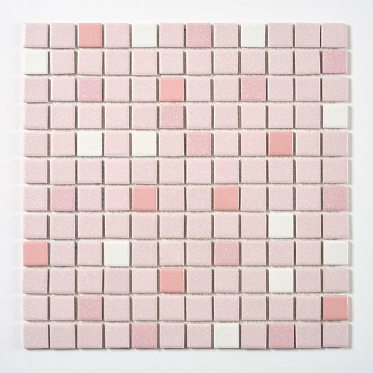 Vintage 1980s Pink Glazed Mosaic Floor Tile, 280 Sq Ft Available - 17 Sq Ft Per Box