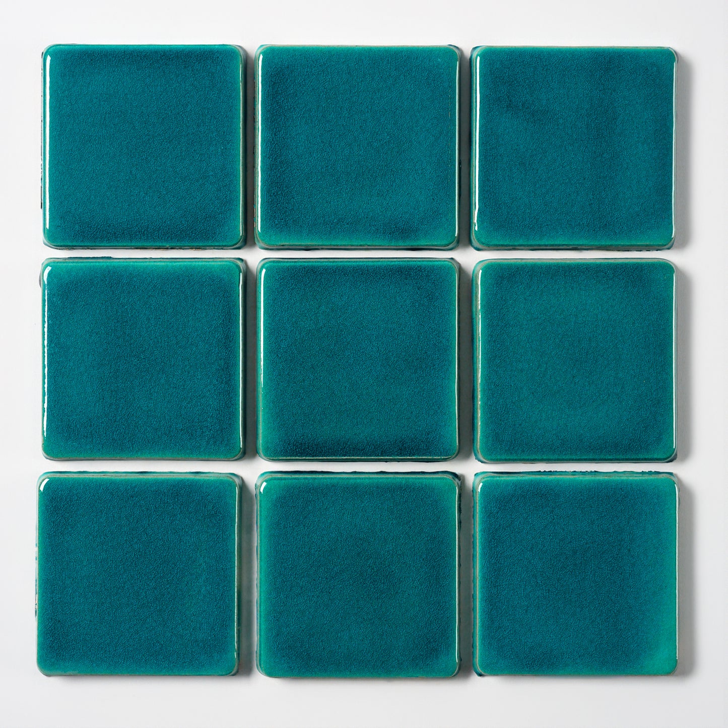 1980s Vintage Italian Teal Majolica Wall Tile, 42 Sq Ft Available - 10.5 Sq Ft Per Box
