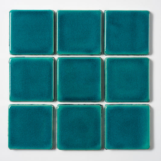 1980s Vintage Italian Teal Majolica Wall Tile, 42 Sq Ft Available - 10.5 Sq Ft Per Box