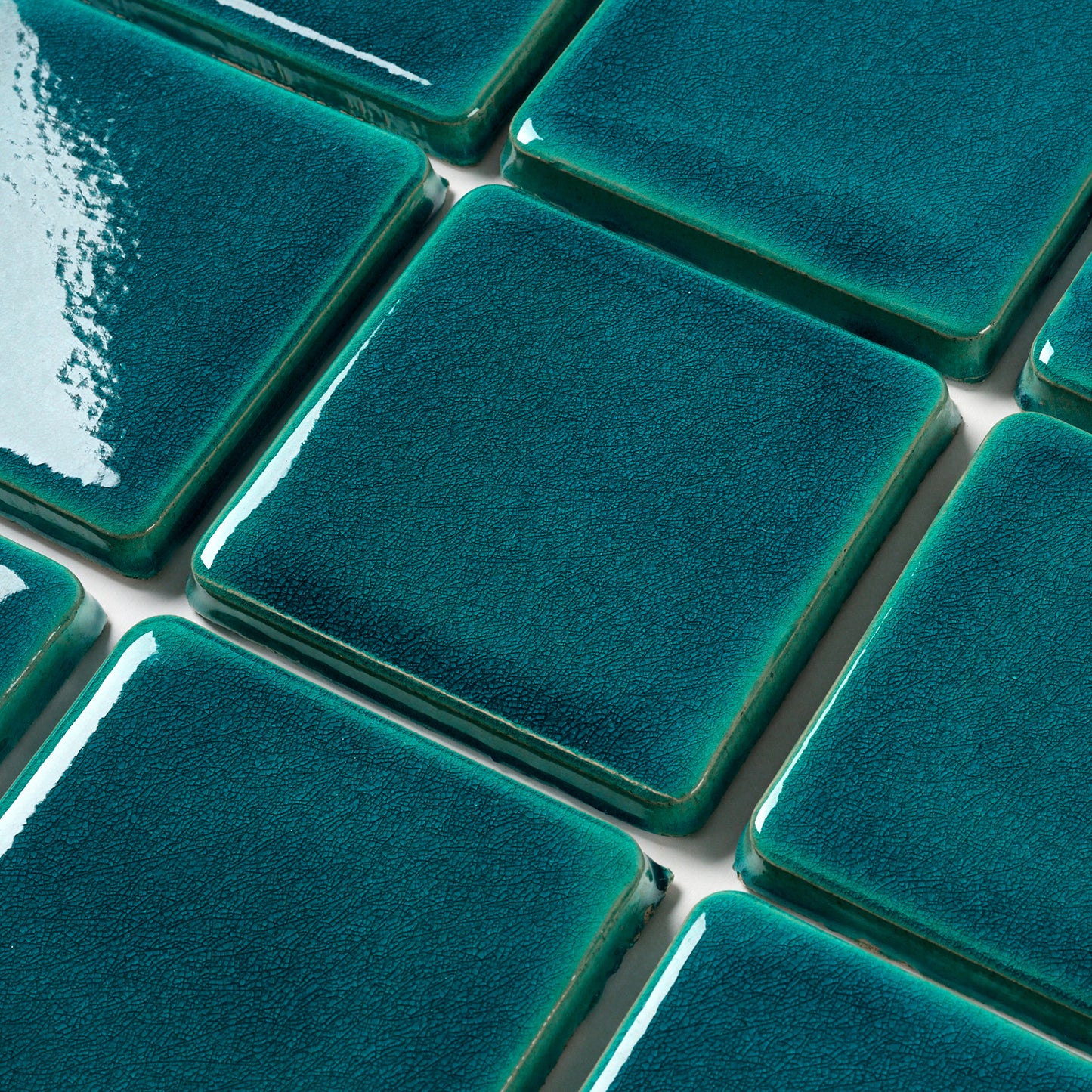 1980s Vintage Italian Teal Majolica Wall Tile, 42 Sq Ft Available - 10.5 Sq Ft Per Box