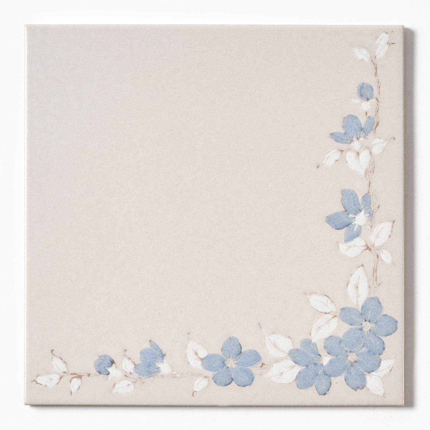 1980s "Blu Alamo" Italian Floral Floor Tile, 702 Sq Ft Available - 18 Sq Ft Per Box