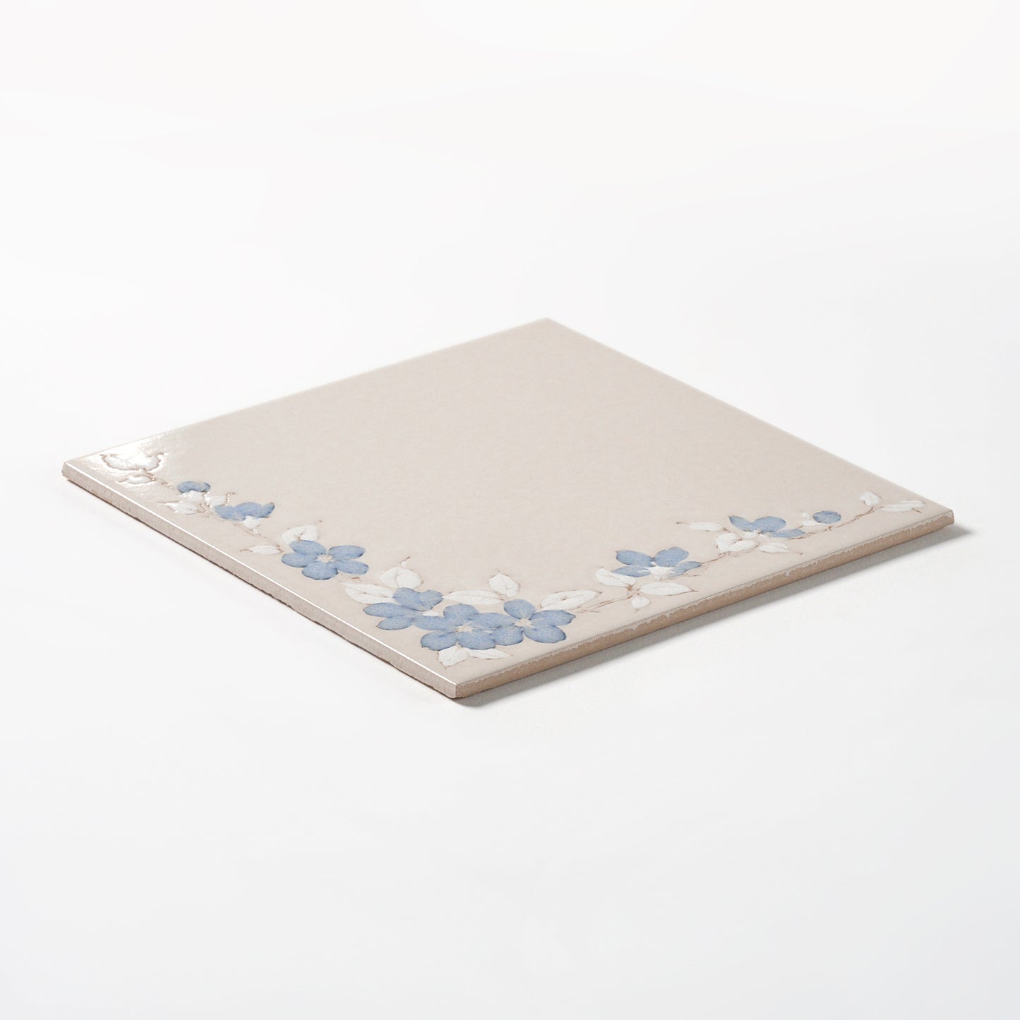 1980s "Blu Alamo" Italian Floral Floor Tile, 702 Sq Ft Available - 18 Sq Ft Per Box