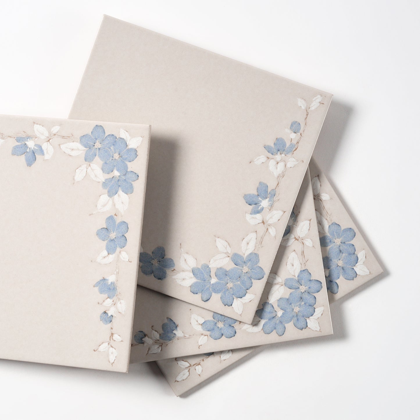 1980s "Blu Alamo" Italian Floral Floor Tile, 702 Sq Ft Available - 18 Sq Ft Per Box