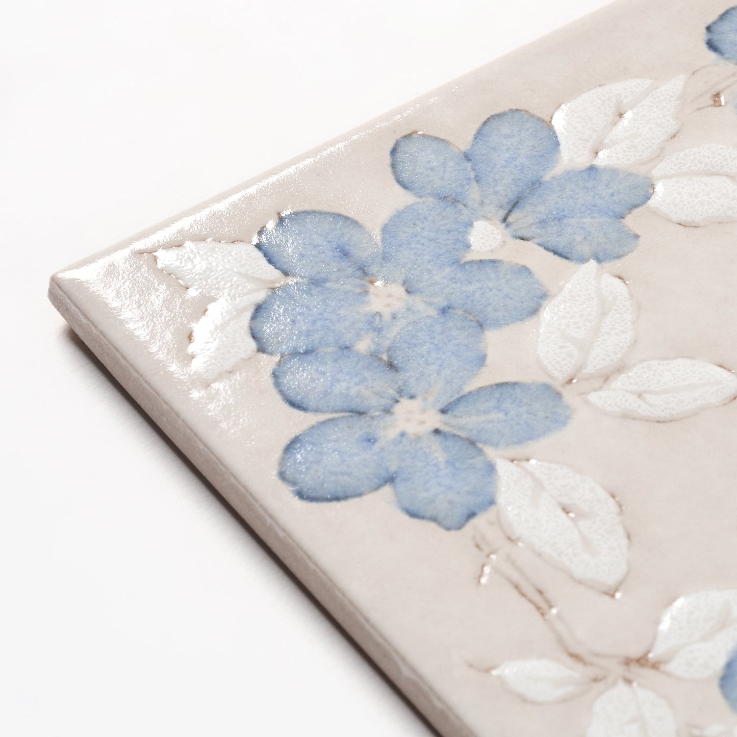 1980s "Blu Alamo" Italian Floral Floor Tile, 702 Sq Ft Available - 18 Sq Ft Per Box