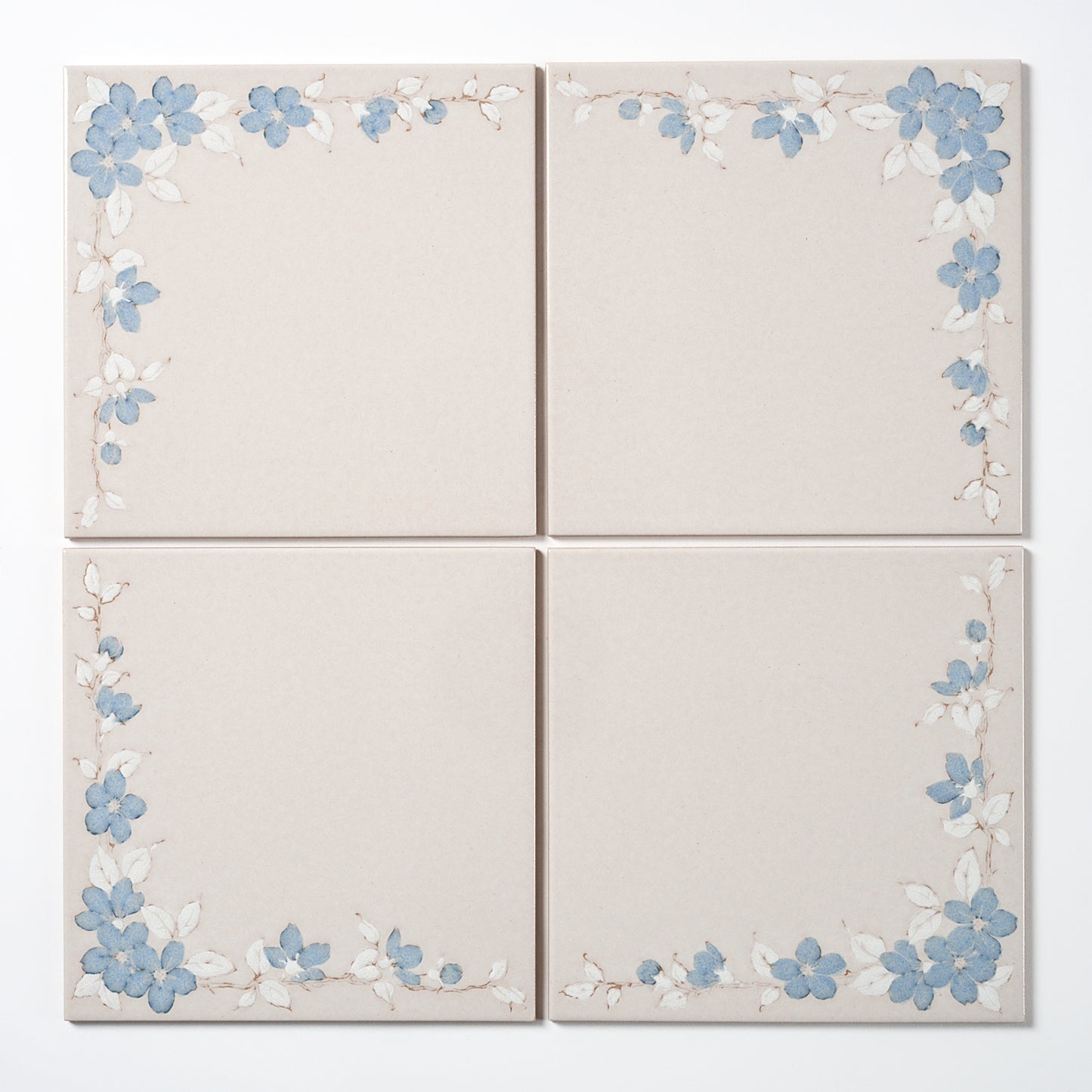 1980s "Blu Alamo" Italian Floral Floor Tile, 702 Sq Ft Available - 18 Sq Ft Per Box