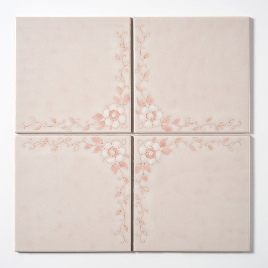 1980s "Io Cana" Italian Floral Floor Tile, 532 Sq Ft Available - 14 Sq Ft Per Box