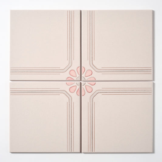 1980s "Rhode Island" Italian Floral Floor Tile, 180 Sq Ft Available - 18 Sq Ft Per Box