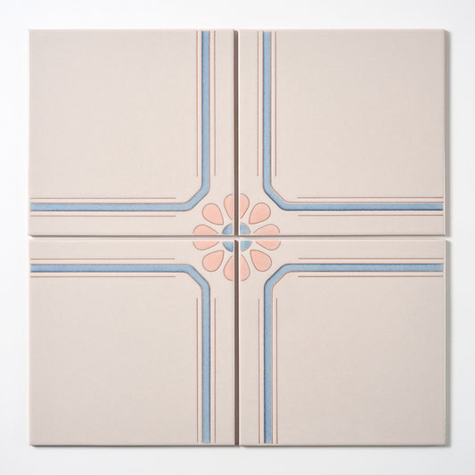 1980s "Massachusetts" Italian Floral Floor Tile, 864 Sq Ft Available - 18 Sq Ft Per Box