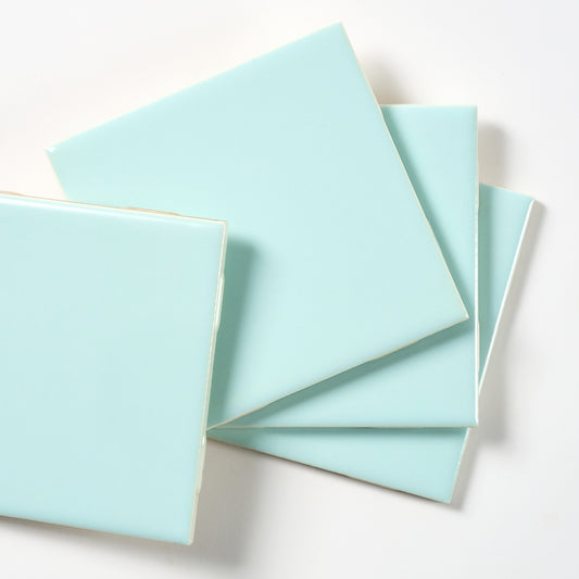 1960s Suntile Matte Light Turquoise Wall Tile, 7 Sq Ft Available