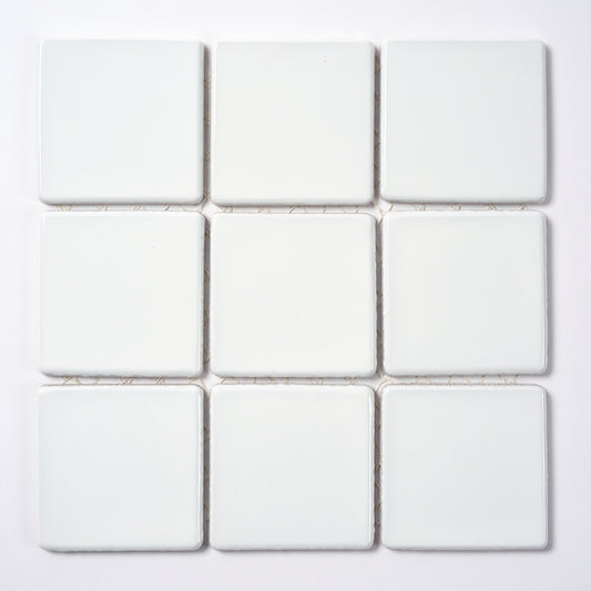 1980s Walker Zanger White Glazed Ceramic Genoux Floor Tile, 70 Sq Ft Available - 14 Sq Ft Per Box