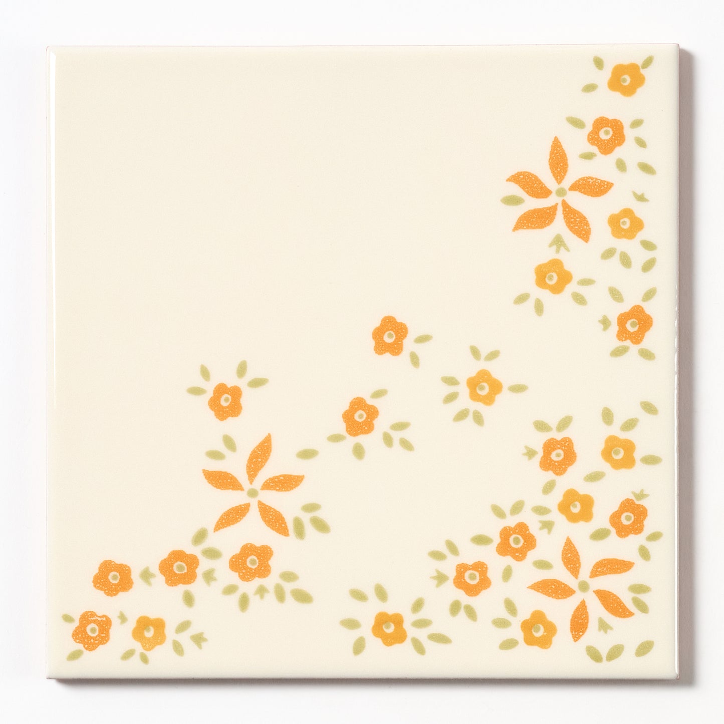 1970s Vintage Italian Orange Floral Wall Tile, 324 Sq Ft Available - 18 Sq Ft Per Box