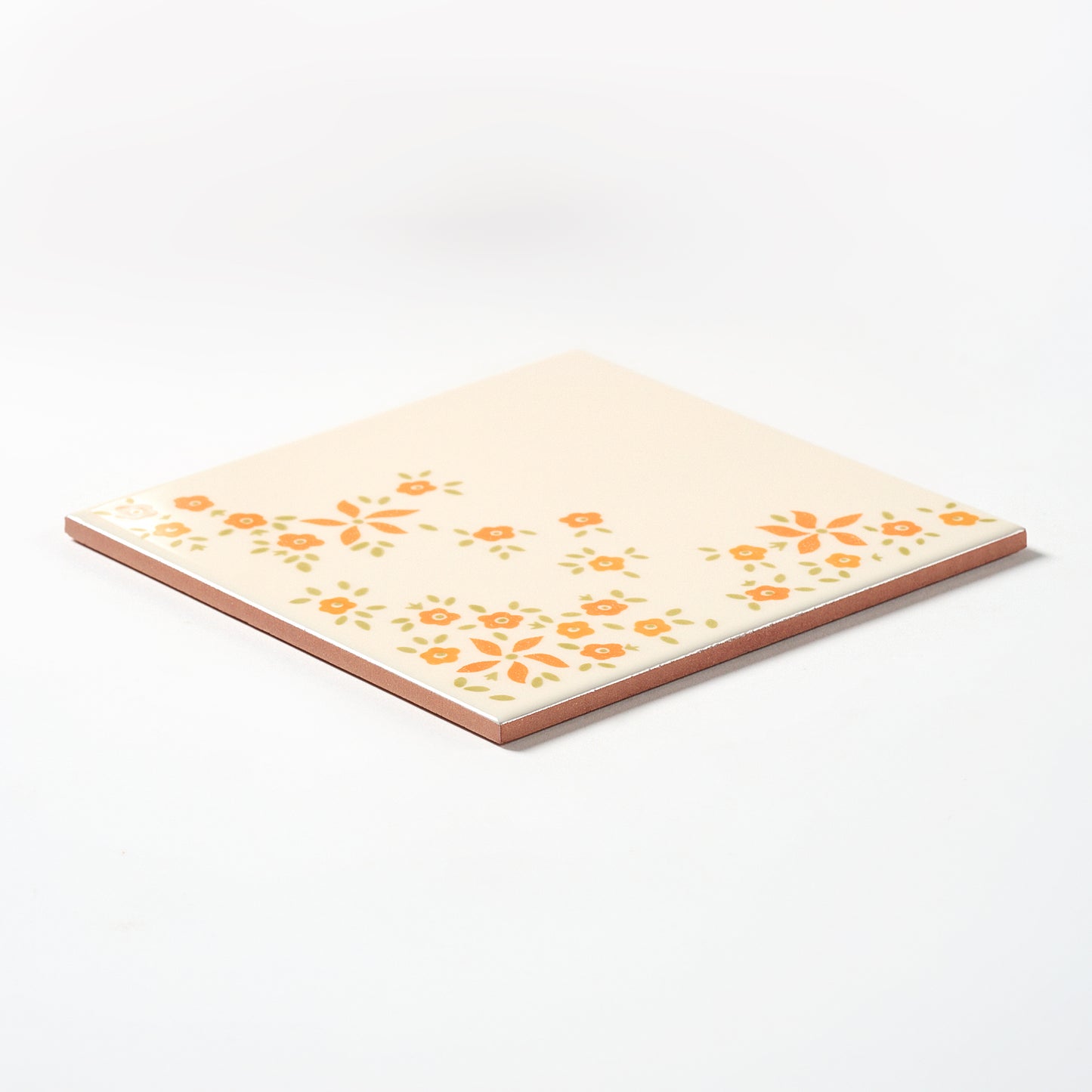 1970s Vintage Italian Orange Floral Wall Tile, 324 Sq Ft Available - 18 Sq Ft Per Box