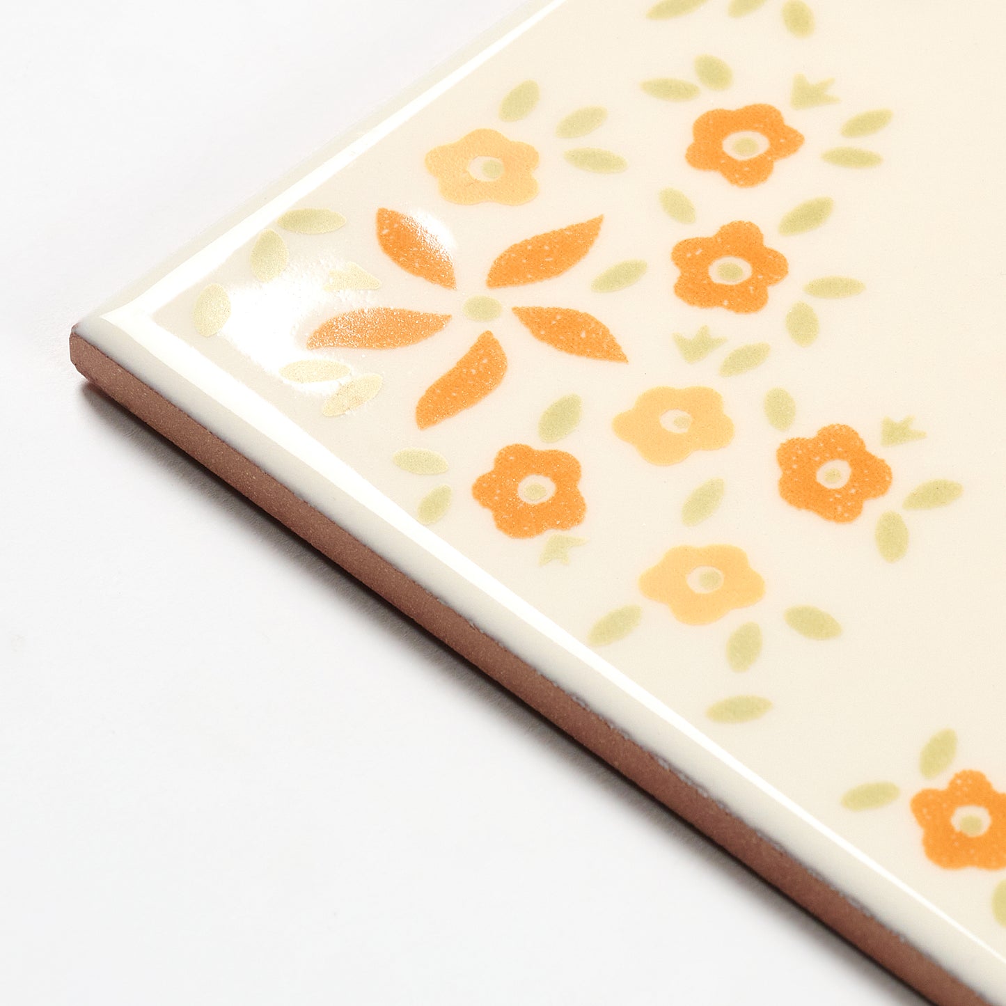 1970s Vintage Italian Orange Floral Wall Tile, 324 Sq Ft Available - 18 Sq Ft Per Box