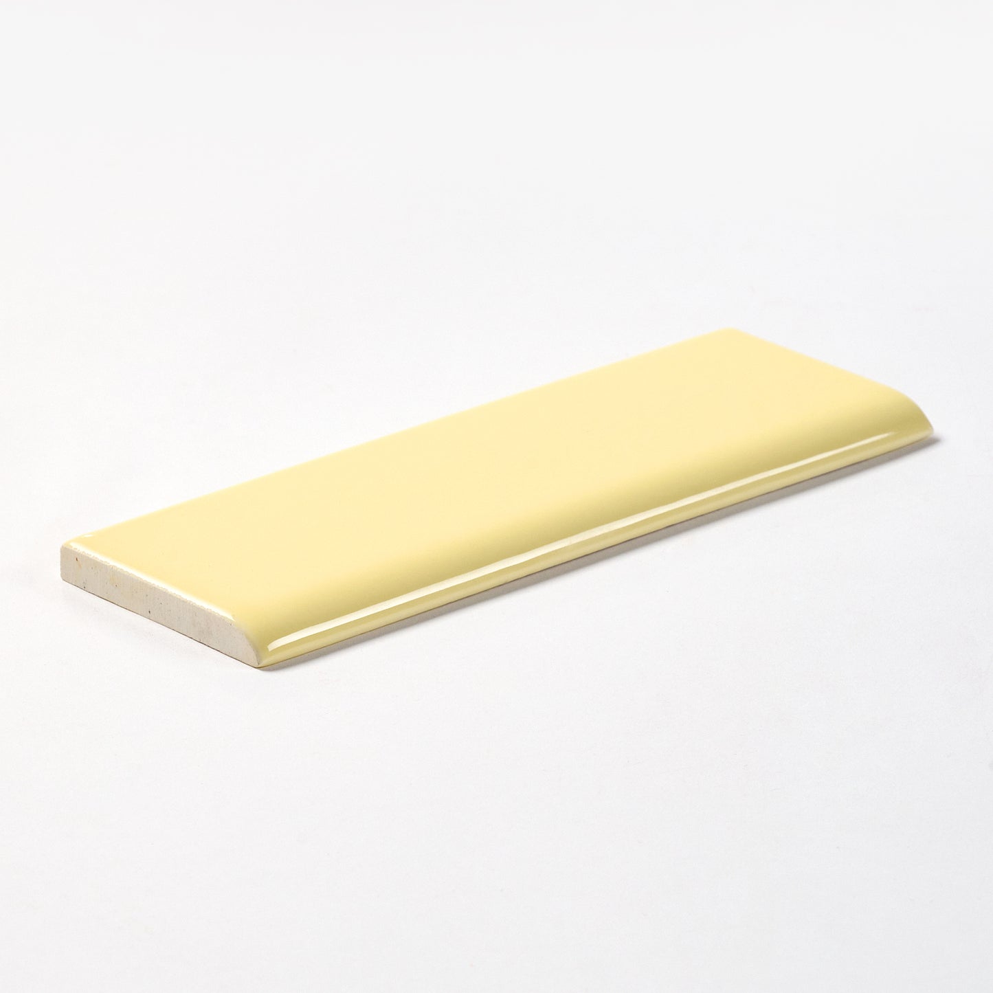 1940s Vintage Yellow Bullnose Tile, 475 Linear Ft Available - 25 Linear Ft Per Box