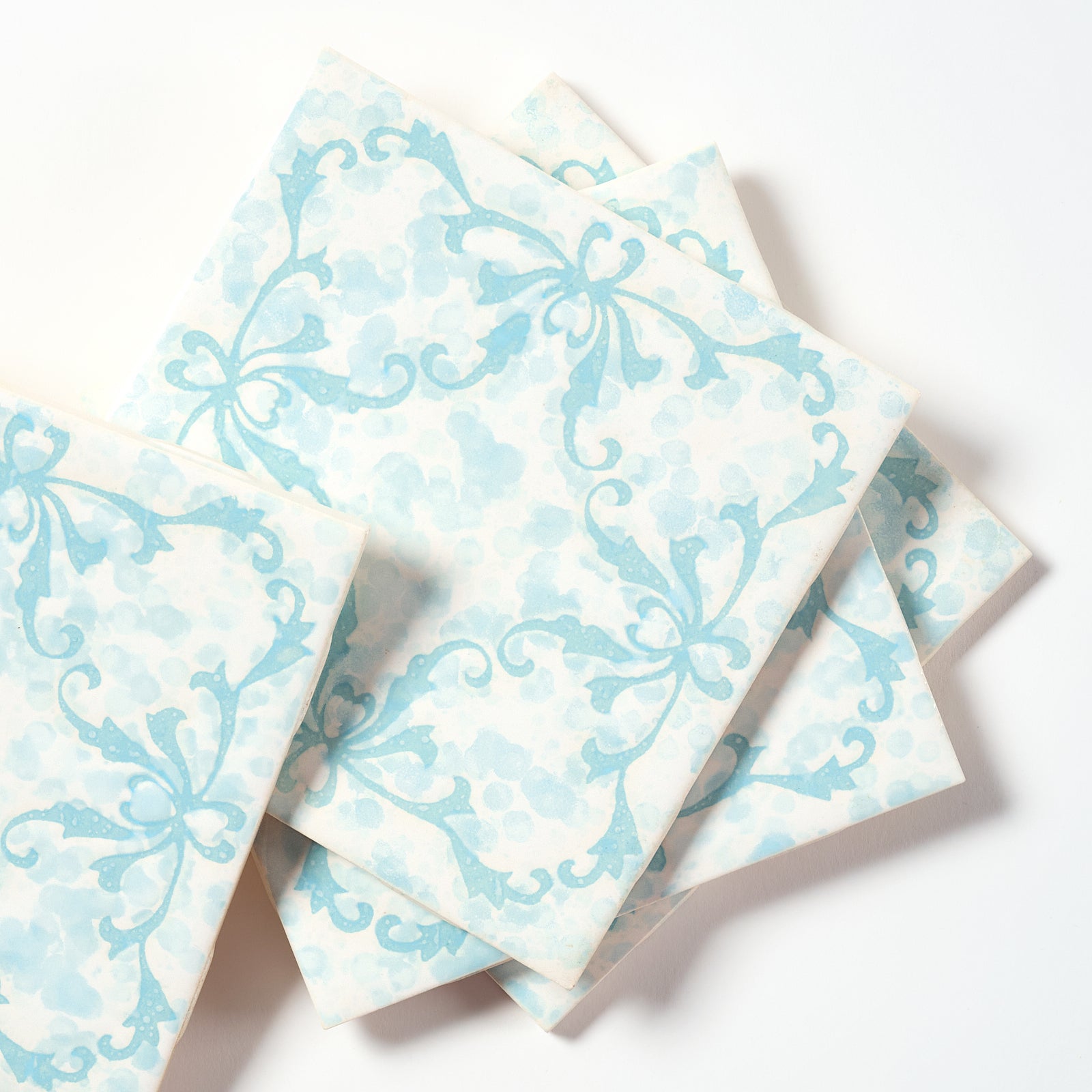 英国 H&R Johnson タイル23枚 希少 花柄 1960s H&R Johnson Cristal Series Vanity Fair Blue Wall Tile