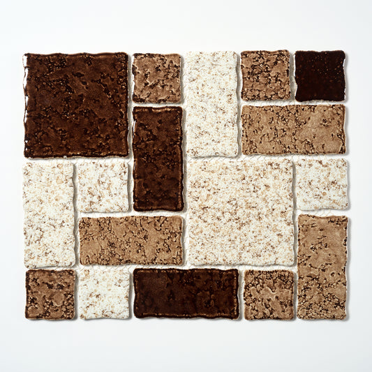 Vintage Brown Rectangle Japanese 1960s Wall Tile, 15 Sq Ft Available