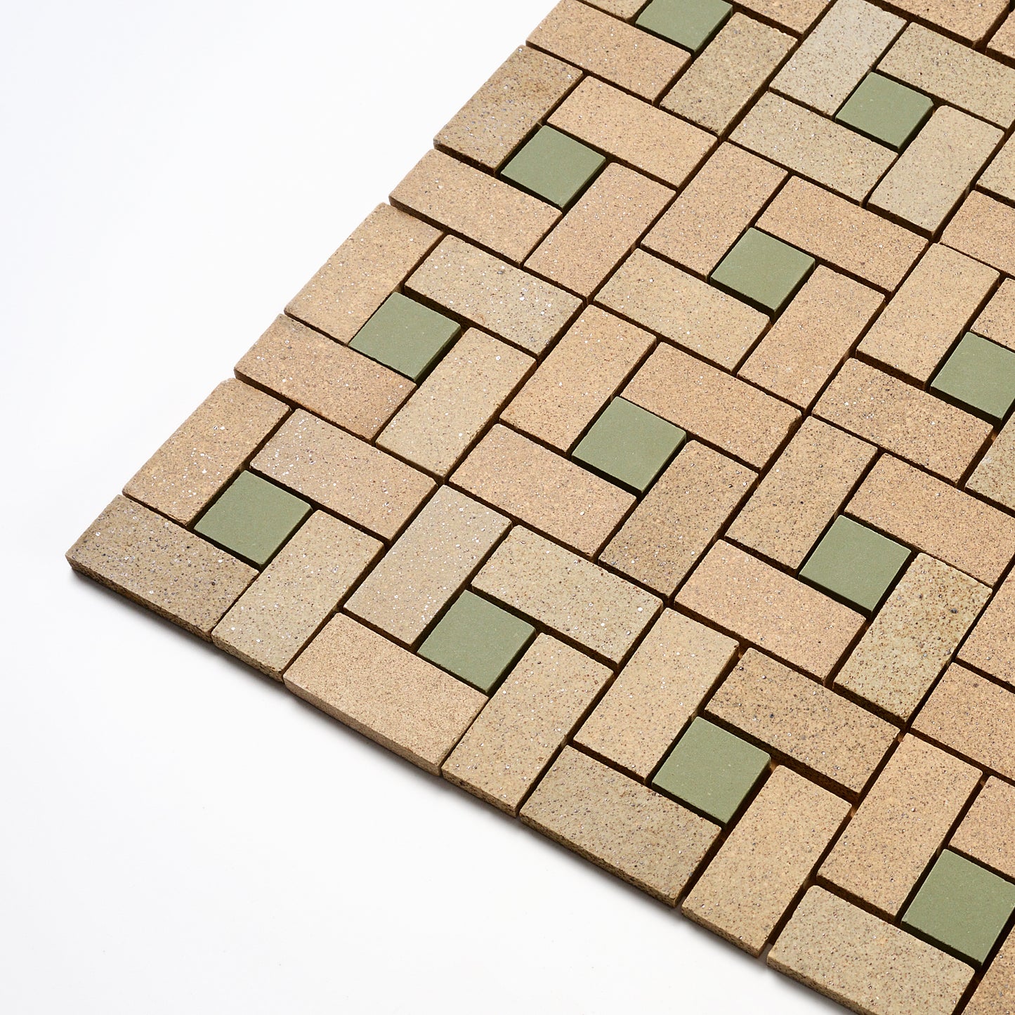 Newtown Tile Co. 1940s Sand Gray/ Green Spiral Floor Tile, 100 Sq Ft Available - 20 Sq Ft Per Box