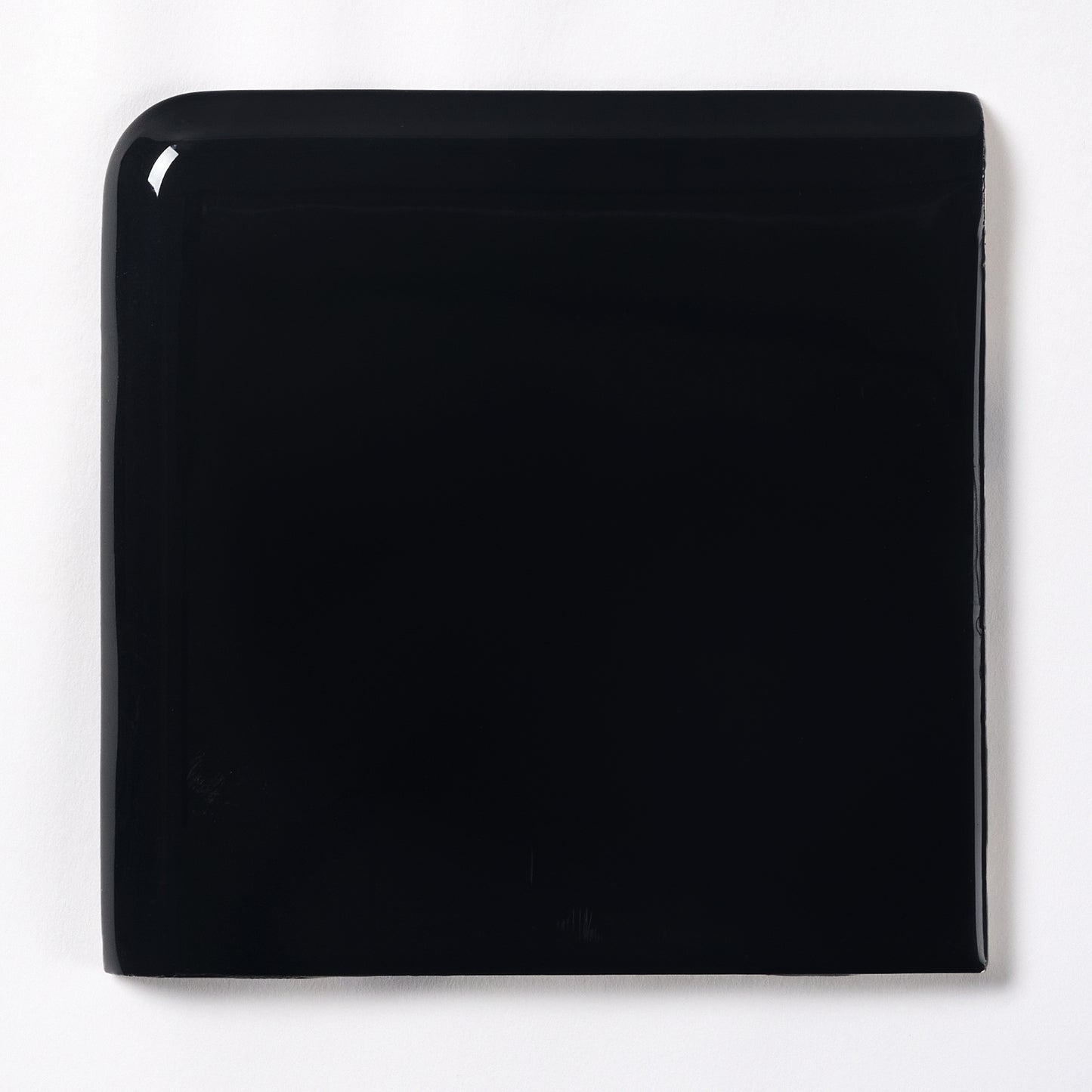 1950s Cedit Black Square Corner Bullnose Tile